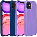 2Pack Compatible with iPhone 11 PRO 5.8 Inch 2019 case Mobile Liquid Silicone Case with Microfiber Lining,Matte Finish Coating Grip Shock-Absorption Bumper-darkblue+Purple