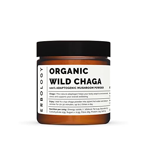 100% Bio-Chaga-Pilzpulver, 50 g, 7% Beta-Glucane, Immunitätsunterstützung, Inonotus-Schräg, kleine Charge, nachhaltig wild geerntet in Finnland - vegan - gentechnikfrei - ohne Zusatz von Füllstoffen Cover