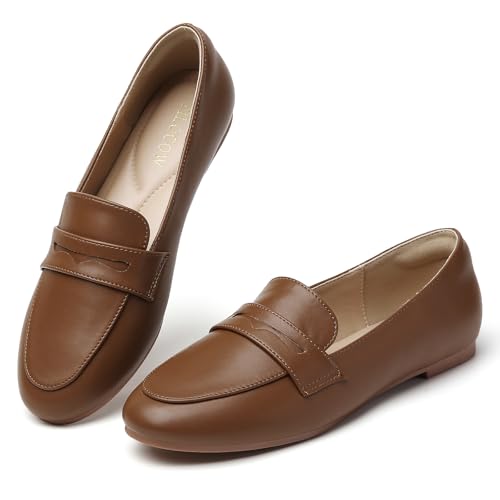 Image of Tilocow Women's Loafers Penny Loafers for Women Comfortable Round Toe Flats Fashion Work Dressy Shoes
