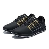 TRESEF Spikeless Golfschuhe Für Damen, wasserdichte Golfschuhe Aus Leder, Bequeme Golfschuhe, Lässige Golfturnschuhe,Gold,39 EU