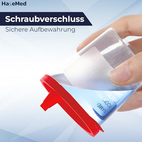 HaseMed Urinbecher 125 ml – 10 Stück Probenbecher mit rotem Deckel – Auslaufsicher, stapelbar & hygienisch für Urinproben, Laborbedarf, Arztpraxis, Klinik, Pflegeeinrichtungen