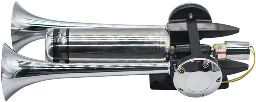 24V 115dB Truck Horn, Double Tube Air Horn, Metal, Silver