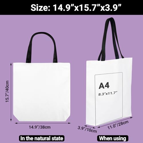 Segarty Sublimation Blanks Tote Bag, 10 pack Large White Reusable Women Grocery Bags with Handle Blank DIY Heat Transfer Canvas Bag with Zipper bulk for Decorating Crafting Gift Travel 12oz