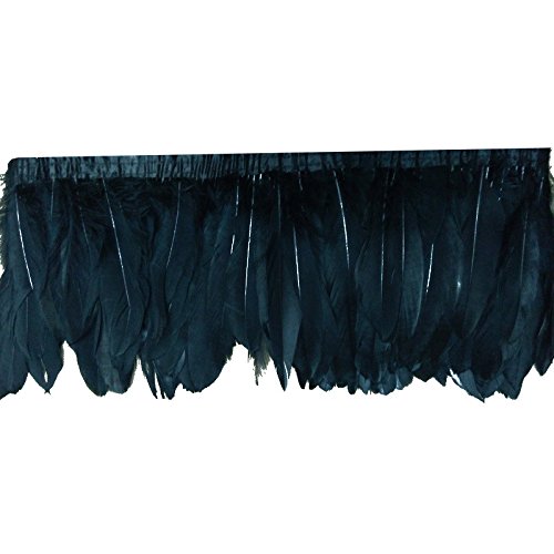 2M Cinta de plumas de ganso,Ajuste de la franja de plumas de ganso negro,Para bolsos de mujer, collares, tocados, ropa, zapatos, sombreros, Negro Cover