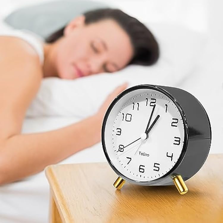 Tetino Alarm Clock for Bedroom,Analog Clock with Silent Non-Ticking,Voice Controlled Light,Small Clock for Kids, Teens,Seniors,Decor,Bathroom,Living Room,Bedside,Desk,Kitchen,Travel. (Black