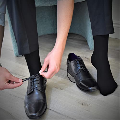 Bamboo Casual & Dress Socks 5-Pair Sock Set For Men Soft And Comfortable For Home, School, Office, Sports, Odorless, And Moisture-Wicking Fiber Fit Sizes 8-12 - Plain Black #TOP3