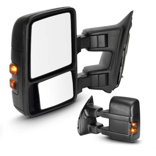 Towing Mirrors for Ford F-250 F-350 F-450 F-550 Super Duty 2008-2016 with Smoke Turn Signal Manual Folding Telescoping, w/o Heated (1 Pair)