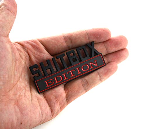 Image of 1x SHITBOX EDITION emblem 3D Fender Badge Decal Car Truck Replacement for Chevy Silverado 1500 2500 Chevrolet C10 C15 (Black Red)