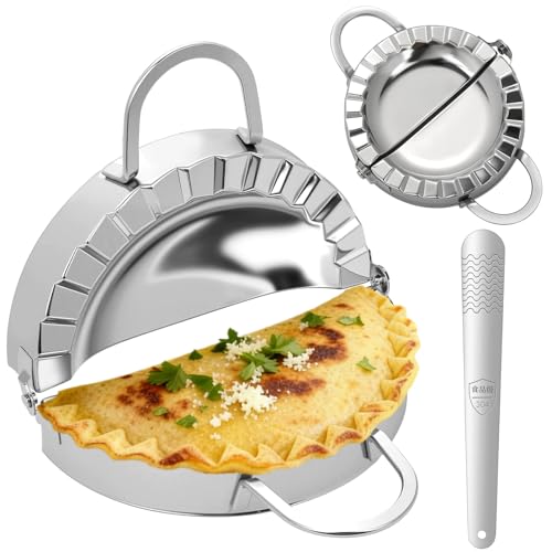 Stainless Steel Tortilla Crimper Sealer, 6 Inch and 3.7 Inch Tacos Tortilla Makers with 1 Wonton Wrappers Tool, Empanada Maker Press for Empanada Burritos Pasties Quesadillas