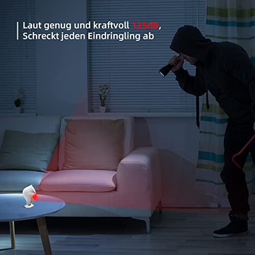 CPVAN PIR Bewegungsmelder Alarm, Bewegungssensor mit Fernbedienung, 125 dB, Anti-Diebstahl Alarmanlage für Haus, Wohnmobil, Wohnung, Auto, Garage, Büro, Geschäfte. Modell: CP2-Pro, Weiß - Image 4