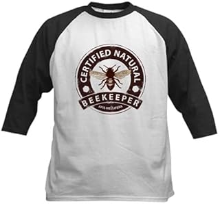 CafePress Certified Natural Beekeeper Baseball Jersey Kids Cotton Baseball Jersey, 3/4 Raglan Sleeve Shirt Black/White