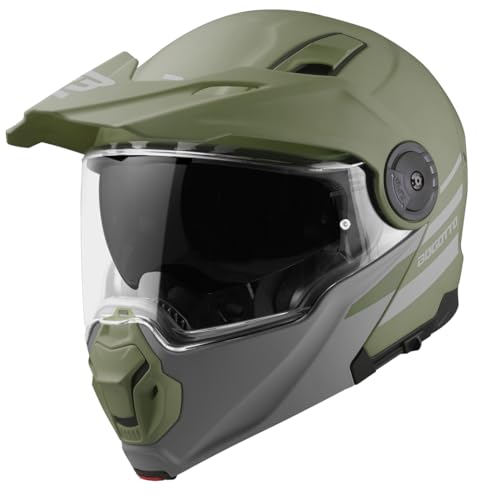 Bogotto FG-102 Duo Casco in Fibra di vetro, Verde Opaco, L