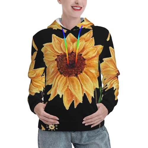 Sweat à capuche femme tournesol avec poche kangourou ultra douce