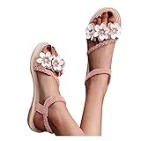 Sandalen Damen mit Absatz Sandale Damen Sommer Blumen Flache Frauen Strandsandalen Sandaletten Römersandalen Casual Damen Pantoletten Slipper Hausschuhe Slides Flip Flops Sommerschuhe Hochzeitsschuhe