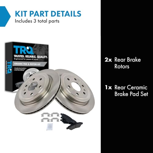 Image of TRQ Rear Brake Pad and Rotor Set Ceramic Vented Rotors