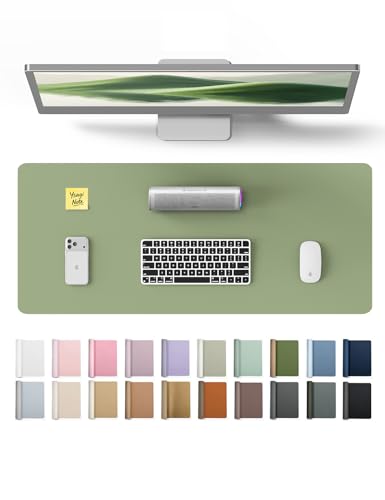 Image of YSAGi PU Leather Desk Pad Protector - Non-Slip Waterproof Desk Mat for Office & Home, Easy Clean Large Mouse Pad & Laptop Writing Blotter 23.6 inchx13.8 inch Bamboo Green