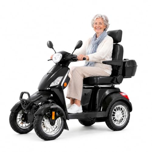 Mobility Scooters for Seniors & Adults 500lbs Capacity - 800W All Terrain Electric Powered Mobility Cart - Heavy Duty Mobility Scooter for Elderly w/Charger Remote Keys (Black)