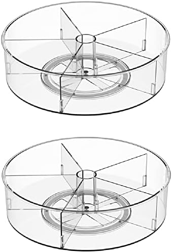 Plastic Round Lazy Susan Rotating Turntable Food Storage Container for Cabinet, Pantry, Refrigerator, Countertop, Spinning Organizer for Spices, Condiments, Baking Supplies 11.5'' 2 Packs