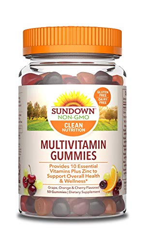 Sundown Adult Multivitamin, with Zinc, Vitamins A, C, D, E , Supports Immune Health Non-GMO, Free of Gluten, Dairy, Artificial Flavors, 50 Count (Pack of 3)