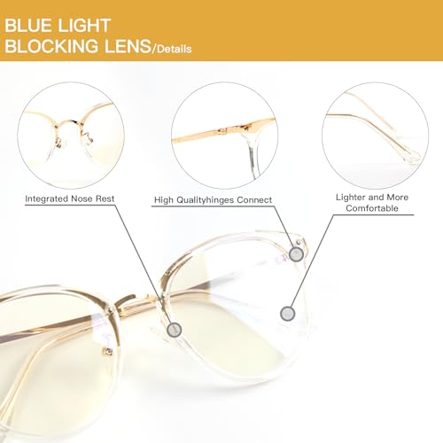 Image of Blue Light Glasses for Women Retro Round Gaming Glasses Anti Blue Ray Computer Screen Glasses Men Reading Glasses