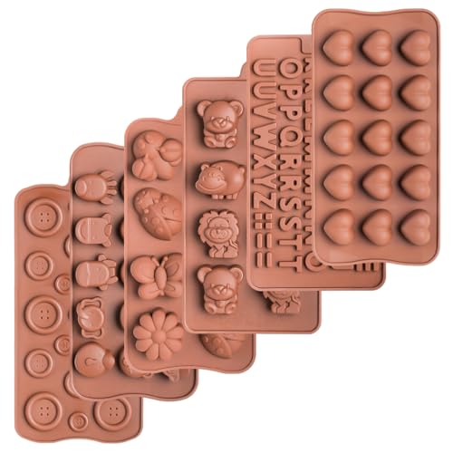 imposyu 6pezzi Stampo in Silicone per Cioccolatini Stampo Antiaderente per Cioccolatini Stampo Marrone per Cioccolato Stampo Silicone per Praline Cioccolato Budini Torte Gelatina