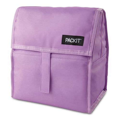 Image of Packit Freezable Lunch Bag, Lavender, Built with EcoFreeze Technology, Foldable, Reusable, Zip and Fold Closure with Buckle Handle, Designed for Work Lunches and Fresh Lunch On the Go (Pack of 12)