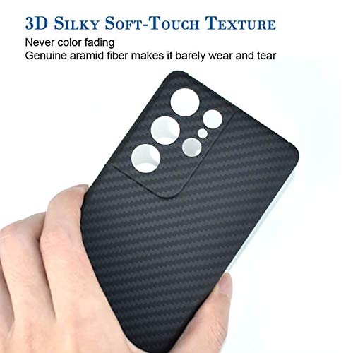 Biubiucase Suitable For Samsung Galaxy S21 Ultra 5G Carbon Fiber Phone Case, Ultra-Thin Aramid Fibe 360°All-Round Protection Case For Galaxy S21 Ultra 5G (Matte Black,With Camera Protection) #TOP2