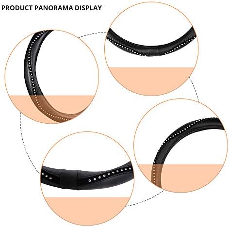 AUTOYOUTH Steering Wheel Cover, Crystal Studded Rhinestone Bling Styling for Car, SUV, Truck Heavy Duty, Anti-Slip, Excellent Grip Standard Size 15 inch