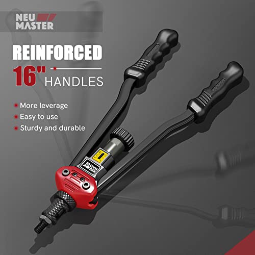 Neu Master Rivet Nut Tool, 16” Versatile Rivnut Tool Kit With 8 Metric & Sae Mandrels, 80Pcs Rivnuts, Hand Nutsert Rivet Tool Threaded Insert Riveter Set With Rugged Carry Case #TOP1