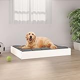 RMIHSJG Massivholz Hundebett Kiefer 71,5x54x9 cm Weiß mit robustem Holzrahmen für Stabilität und Zeitloses Design, orthopädische Liegefläche, atmungsaktive Konstruktion
