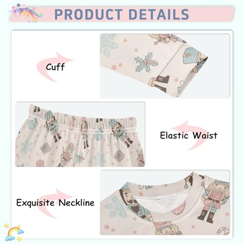 Pajama Sets Long Sleeve Nutcracker Soldier Pattern Soft Comfy Sleepwear 2 Piece PJS 3-8T4