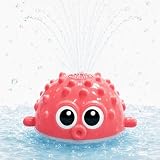 Withosent Zabawka do wanny, zabawka do kąpieli, dla dzieci, z oświetleniem, automatyczny spray do kąpieli, prezent dla chłopców i dziewczynek od 1, 2, 3, 4 lat, czerwona