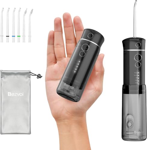 Water Flosser Mini Cordless Portable: 5 Modes Water Dental Floss with Telescopic Water Tank, 6 Tips,...