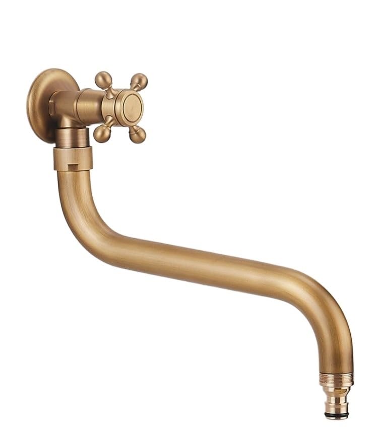 Robinet d'eau froide mural Feng Shui en bronze avec bec rotatif de cour