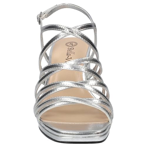 Bella Vita Women's Damsel Block Heeled Sandal, Silver Metallic, 9.5 - image 2