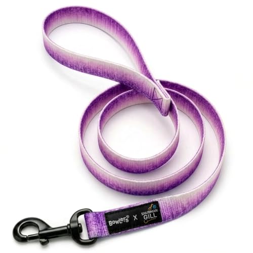 Image of Bowlers Dog Leash for Small, Medium & Large Dogs | Violet & White Design | Durable Nylon Pet Walking Lead | Strong Metal Hook | Comfortable Grip for Daily Walks & Training