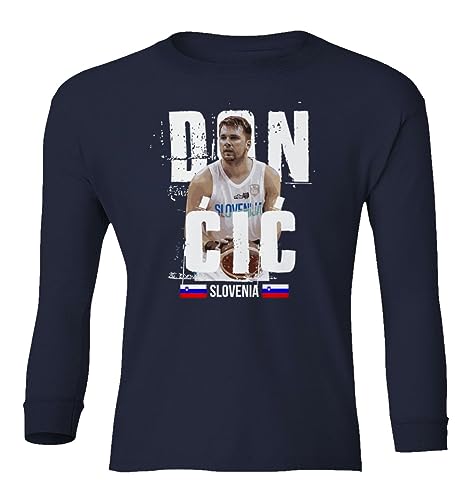 Slovenia Basketball Team World Champinship Doncic Youth Long Sleeve T-Shirt (Navy, Youth Medium)