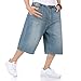 Men's Shorts Jeans Relaxed Fit Denim Shorts Baggy Simple Plain Blue Light Wash Plus Size 30W-46W 13L (44)