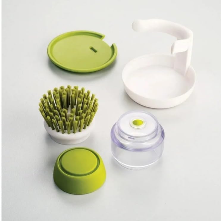 Image of Palm Scrub Brush for Dishes with Soap Dispenser - Kitchen Cleaning Tool - Kitchen Brushes for Dishes (Green)