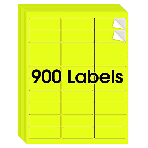 MaxGear 8-1/2" x 11" Neon Yellow Labels - Fluorescent Labels,
