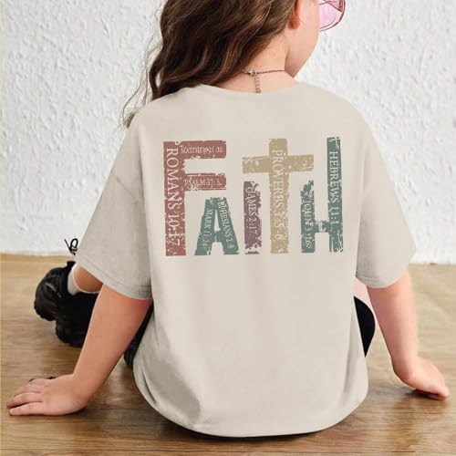 Image of Jesus Shirt for Girls Christian Faith Tshirts Kids Cute Bible Verse Graphic Tees Inspirational God Religious Clothes