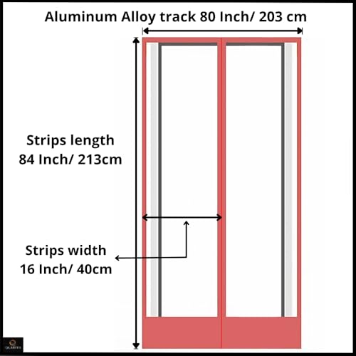 Image of Qlarity Covers 2mm Thick PVC Magnetic Curtain Strips | 80 Inch(20X20X20X20) 4Pcs Wide Aluminium Alloy Track X 7Ft Long |5 Strips,16 Inches Wide Vinyl Auto Closing | for Home, Warehouses (Transparent)