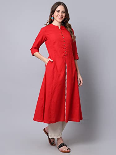 Image of Pistaa's Women's Cotton Regular Fit Casual Kurta