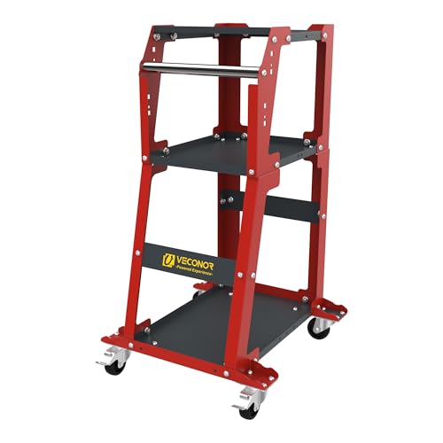 VECONOR 3X Tier Rolling Tool Cart 440 LBS Capacity Tiered Storage Tool Cabinet for Car Fuel Injector Cleaner & Tester Cleaning Machine