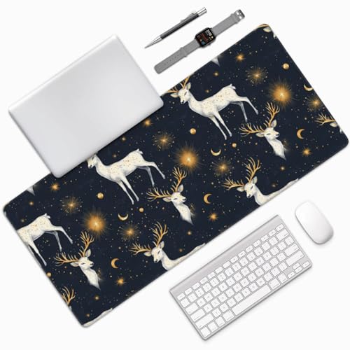 Grand tapis de souris de jeu cerf blanc pour bureau et PC portable