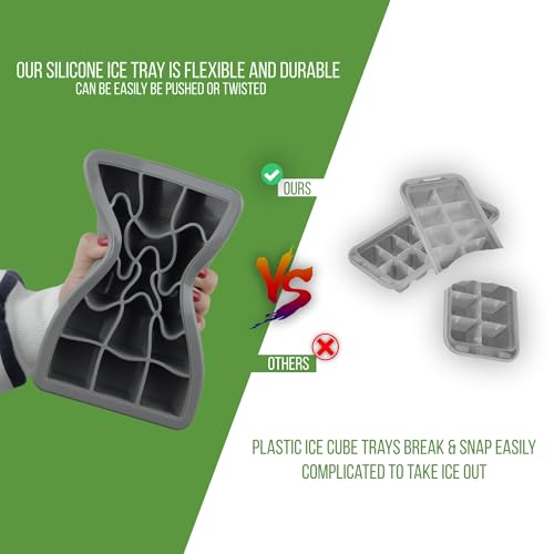 Ice Cube Tray (Pack of 3) Premium Silicone Trays Make 45 Perfect Size Cubes for Daily Use - Large ice Cube Moulds - BPA Free - Easy Release - for Freezer - Reusable - Cocktails - Ice Tray - Image 5