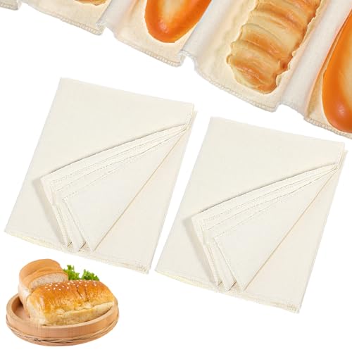 Oruola 2 Stück Leinentuch Brot Backen,Bäckerleinen,Natur Teigtuch,Leinentücher,Gärtuch für Brot,Strudeltuch für Familien Bäcker Einsteiger,Gärtuch,48 * 36cm + 75 * 45cm Bäckerleinen Teigtuch