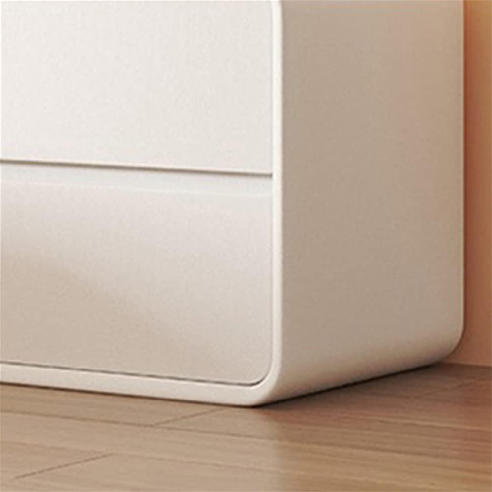 LITFAD Modern Bedside Cabinet Leather Accent Table Nightstand with 2 Drawers Wood Frame Wood Frame Simple Locker - Off-White 1 Piece 18" L x 16" W x 19" H