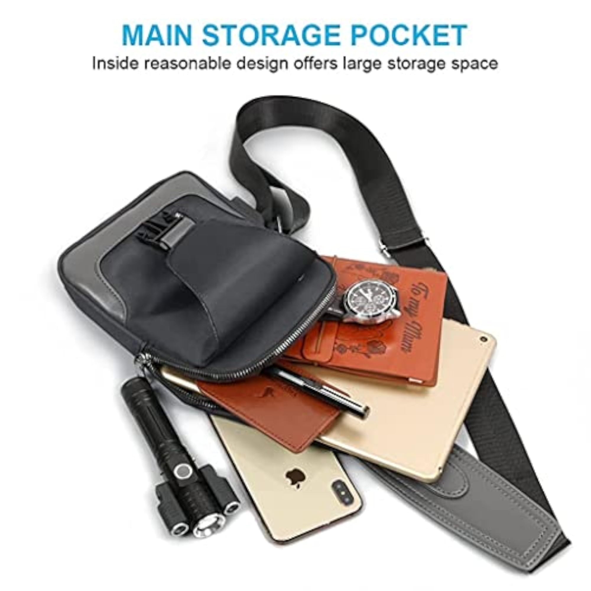 Chest Bag with Cable Vent, Adjustable Strap