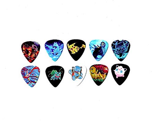 Pokiemun Guitar Picks (10 medium picks in a packet) - Includes Pika'chu and many other cute characters